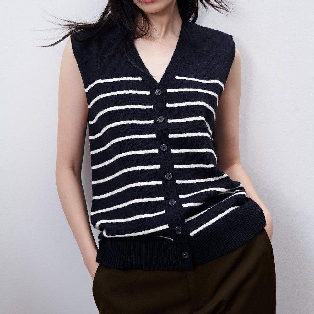 ZARA STRIPED KNIT VEST CARDIGAN